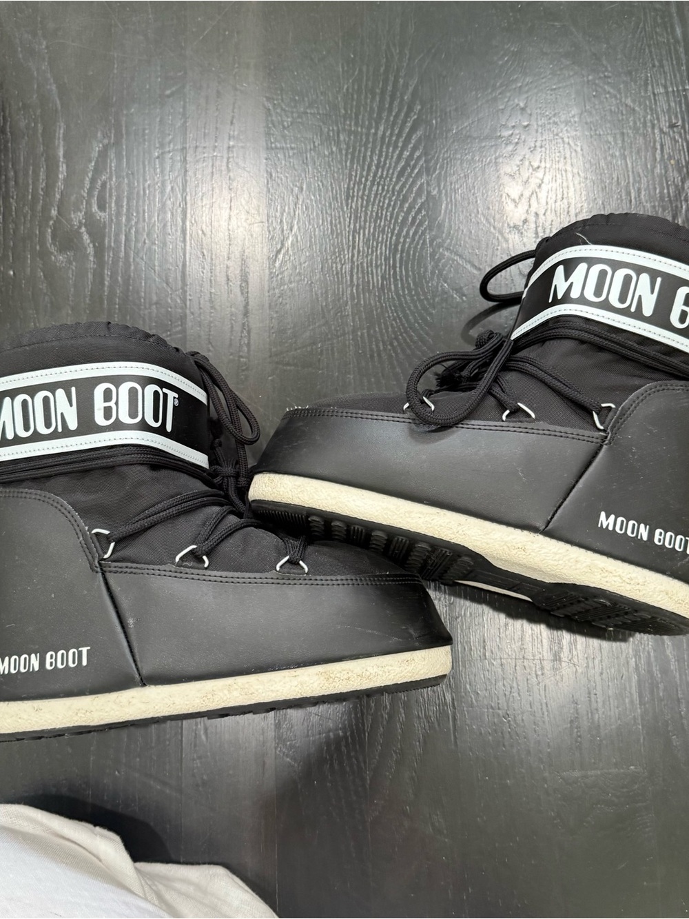 Black and White Moonboots snow